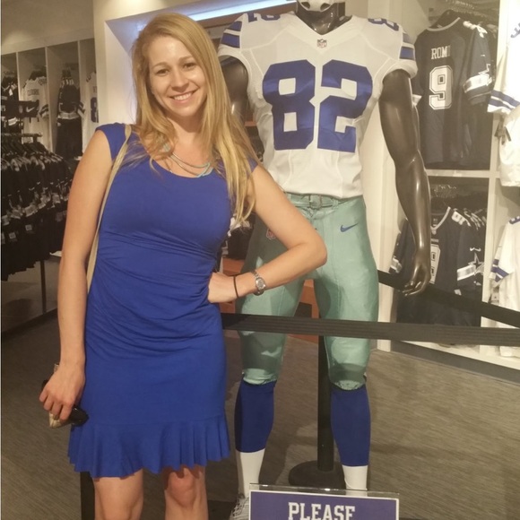 Betsy Johnson Blue Dress Ruffle Ruched - 6 - Picture 2 of 8